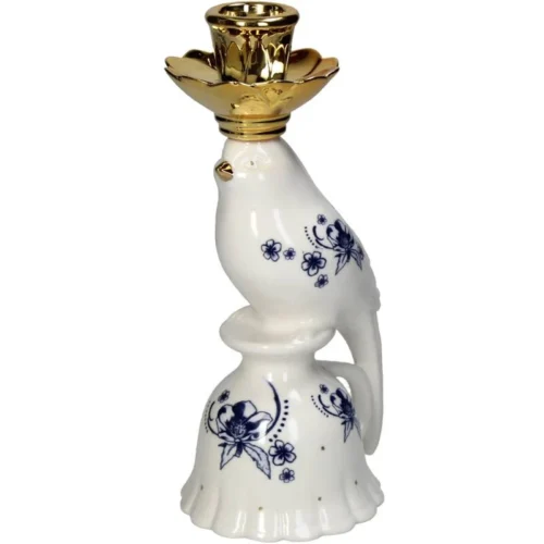 Candle Holder - Bird Porcelain - Delfts Blue ↑ 21 Cm -Plant Haven Home KAL 3205