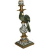 Bird Polyresin Candle Holder Green 13x13x39cm