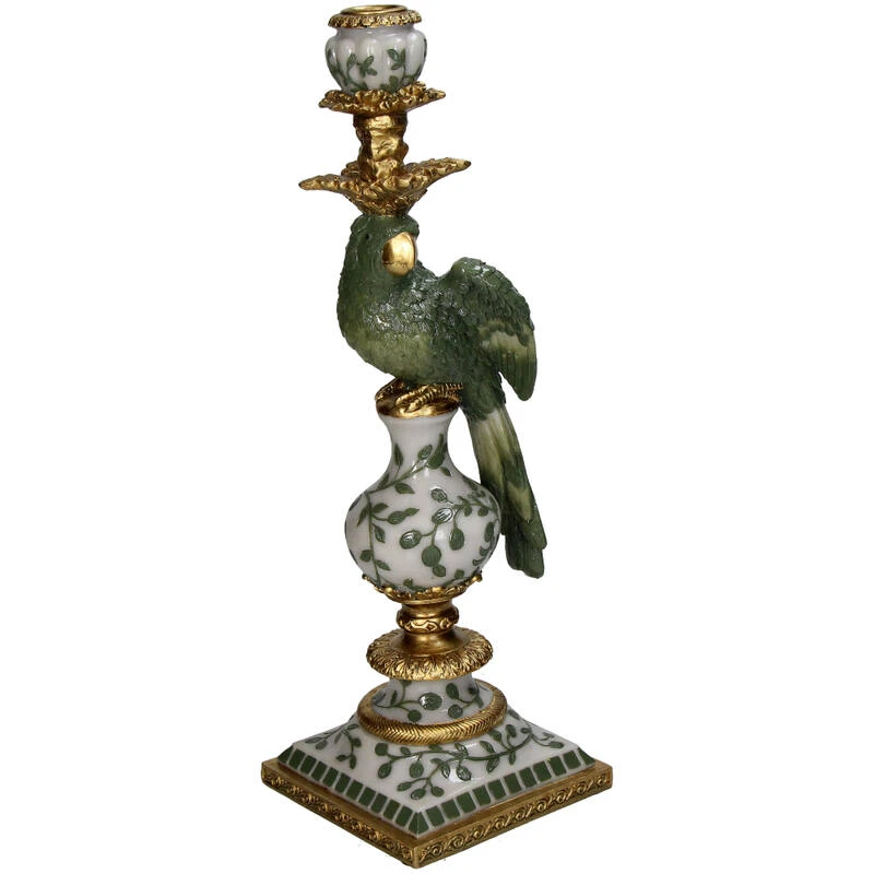 Bird Polyresin Candle Holder Green 13x13x39cm 1 Bird Polyresin Candle Holder Green 13x13x39cm
