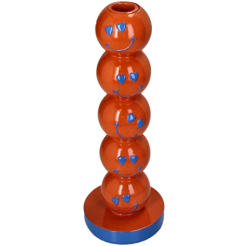 Smiley Polyresin Candle Holder Orange 9x9x26.5cm 1 Smiley Polyresin Candle Holder Orange 9x9x26.5cm