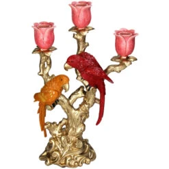 Candle Holder Bird Red & Orange Multi - 37.5 Cm -Plant Haven Home Kandelaar vogel red en orange 37.5cm