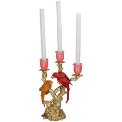 Candle Holder Bird Red & Orange Multi - 37.5 Cm -Plant Haven Home Kandelaar vogel red en orange 37.5cm 4