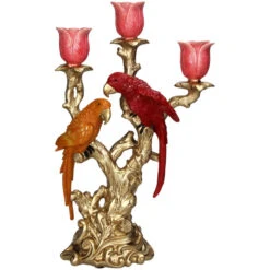 Candle Holder Bird Red & Orange Multi - 37.5 Cm -Plant Haven Home Kandelaar vogel red en orange 37.5cm 5