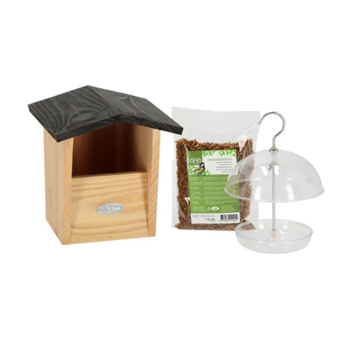 ESSCHERT DESIGN Robin Package - Birdhouse And Bird Food - Garden Accessories