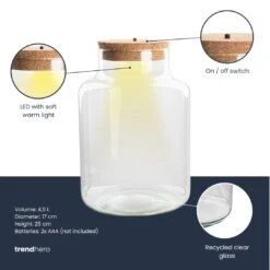 Terrarium Bottle 'Little Milky' - Incl. LED Cork - Closed Terrarium Ø 17 Cm ↑ 25 Cm -Plant Haven Home Terrarium fles trendhero little milky