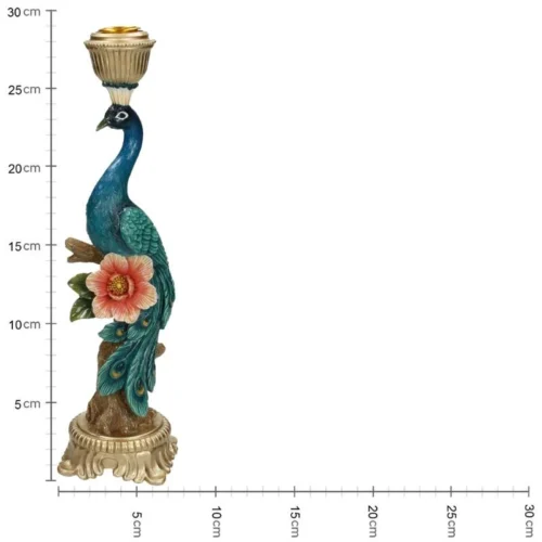 Candle Holder - Peacock Multi - ↑ 29 Cm -Plant Haven Home XET 3472 3
