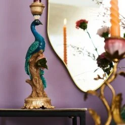 Candle Holder - Peacock Multi - ↑ 29 Cm -Plant Haven Home XET 3472 4