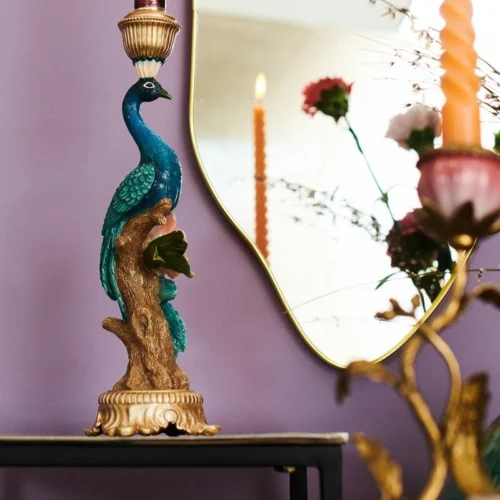 Candle Holder - Peacock Multi - ↑ 29 Cm -Plant Haven Home XET 3472 4