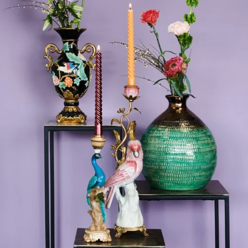 Candle Holder - Peacock Multi - ↑ 29 Cm -Plant Haven Home XET 3472 8