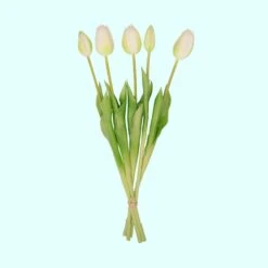 Tulip Bouquet – 5 Pieces – Various Colours – ‘Real Touch’ Artificial Tulips – 42 Cm 13 Tulip Bouquet – 5 Pieces – Various Colours – ‘Real Touch’ Artificial Tulips – 42 Cm -Plant Haven Home boeket witte tulpen kunst WitWeb