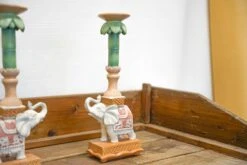 Candle Holder - Elephant Natural/Pink - Polyresin - ↑ 34,5 Cm -Plant Haven Home candle holder elephant 04275