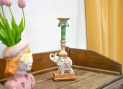 Candle Holder - Elephant Natural/Pink - Polyresin - ↑ 34,5 Cm -Plant Haven Home candle holder elephant 04278