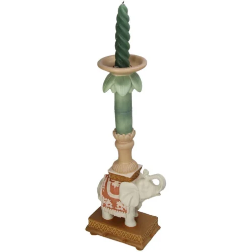 Candle Holder - Elephant Natural/Pink - Polyresin - ↑ 34,5 Cm -Plant Haven Home candle holder elephant candle stick