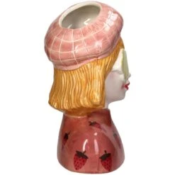 Strawberry Girl Vase - Pink Earthenware Pot - 24 Cm High - Handcrafted Ceramic - Lady Vase -Plant Haven Home il fullxfull.6702770709 nlld