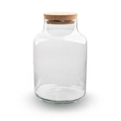 Terrarium Bottle 'Milky' With LED-lighting - Closed Terrarium Ø 21 Cm ↑ 30 Cm -Plant Haven Home milky zonder led kurk terrarium fles trendhero