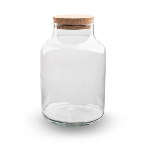 Terrarium Bottle 'Milky' With LED-lighting - Closed Terrarium Ø 21 Cm ↑ 30 Cm -Plant Haven Home milky zonder led kurk terrarium fles trendhero