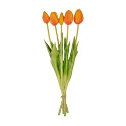 Vase Jessie Bow + 10x Real Touch Tulip Orange -Plant Haven Home oranje tulpen boeket kopen kunst web
