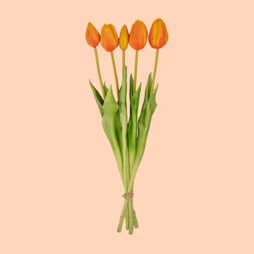 Vase Jessie Bow + 10x Real Touch Tulips Orange -Plant Haven Home oranje tulpen kunst zijde web 9033eeba 4f26 4952 87ab 09b7628719b2