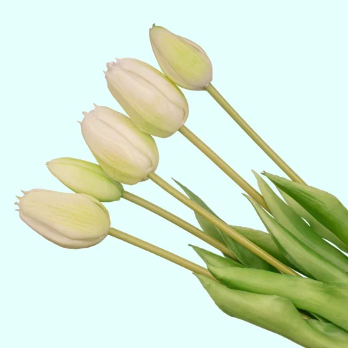 Tulip Bouquet – 10 Pieces – Mixed Colours – ‘Real Touch’ Artificial Tulips – 42 Cm (white/green) -Plant Haven Home real touch tulips bouqeut 475af072 4a05 40fa 869c 1ca6d23bd9e7