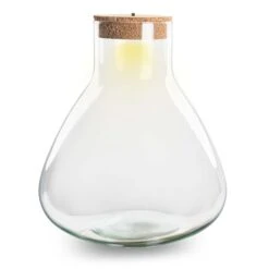 Terrarium Bottle 'Sam XL' - Incl. LED Cork - Closed Terrarium Ø 30 Cm ↑ 32 Cm -Plant Haven Home sam xl terrarium flaschengarten mit licht