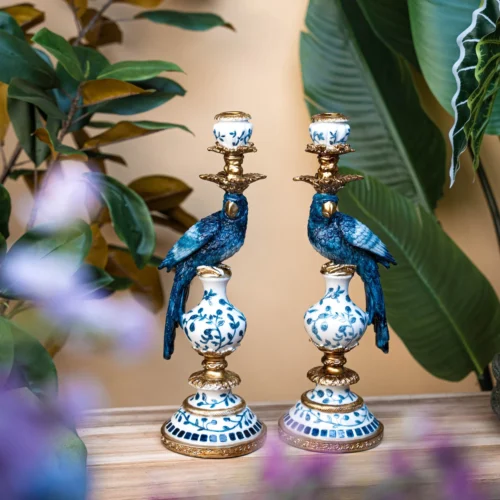 Candle Holder - Dutch Blue Parrot ↑ 40 Cm 15 Candle Holder - Dutch Blue Parrot ↑ 40 Cm -Plant Haven Home trendhero deco kersten square 06115
