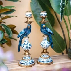 Candleholder - Dutch Blue Parrot ↑ 40 Cm - Right -Plant Haven Home trendhero deco kersten square 06116 2
